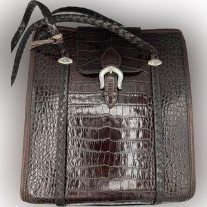 🌺Vintage 90s Brighton Donna Bag Tote Purse Brown Croc Buckle Heart Handbag🌸🌺